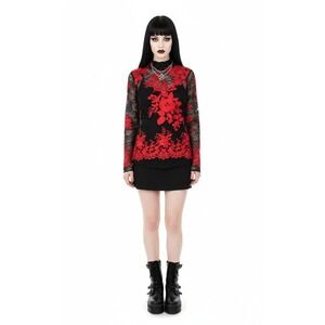 Vintage Sheer Lace Women Top XS Whimsigoth Vamp Romantic Dark Cottage Preppy USA